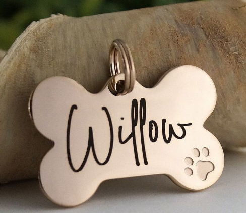 Customizable Bone Metal Dog Name Tags