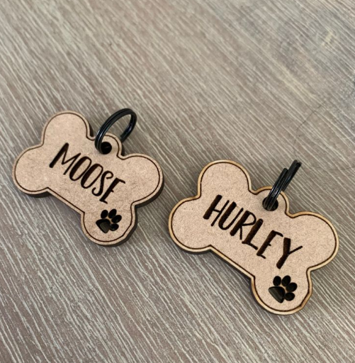 Customizable Bone Metal Dog Name Tags